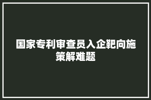 国家专利审查员入企靶向施策解难题