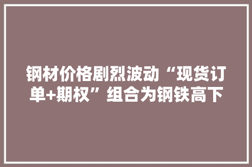 钢材价格剧烈波动“现货订单+期权”组合为钢铁高下游企业保驾护航