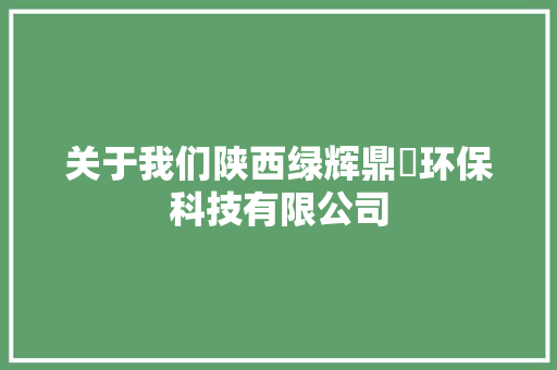 关于我们陕西绿辉鼎昇环保科技有限公司