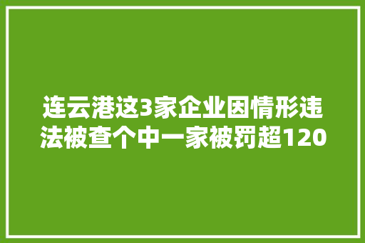 连云港这3家企业因情形违法被查个中一家被罚超120万元