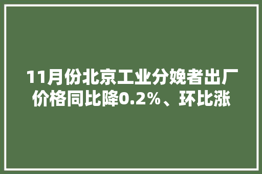 11月份北京工业分娩者出厂价格同比降0.2%、环比涨0.2%
