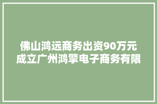 佛山鸿远商务出资90万元成立广州鸿擎电子商务有限公司持股90%