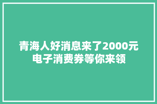 青海人好消息来了2000元电子消费券等你来领