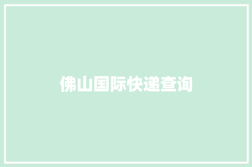 佛山国际快递查询
