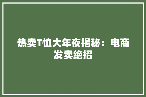 热卖T恤大年夜揭秘：电商发卖绝招