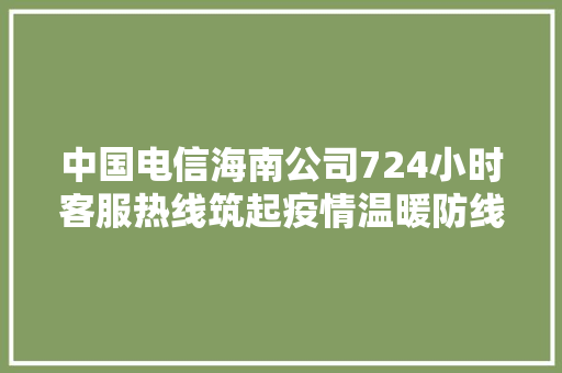中国电信海南公司724小时客服热线筑起疫情温暖防线