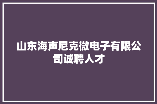 山东海声尼克微电子有限公司诚聘人才 山东海声尼克微电子有限公司诚聘人才 互联通信