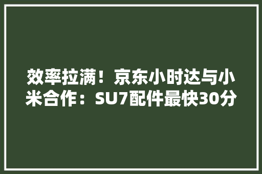 效率拉满！京东小时达与小米合作：SU7配件最快30分钟送达