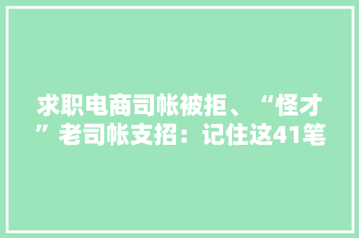 求职电商司帐被拒、“怪才”老司帐支招：记住这41笔分录足够了
