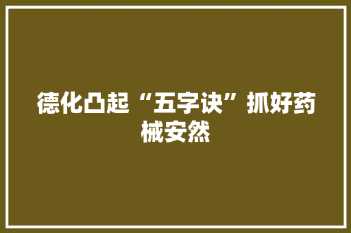 德化凸起“五字诀”抓好药械安然