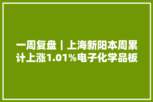 一周复盘｜上海新阳本周累计上涨1.01%电子化学品板块上涨2.03%