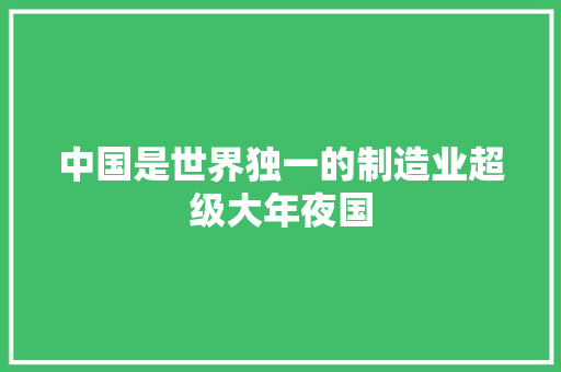 中国是世界独一的制造业超级大年夜国