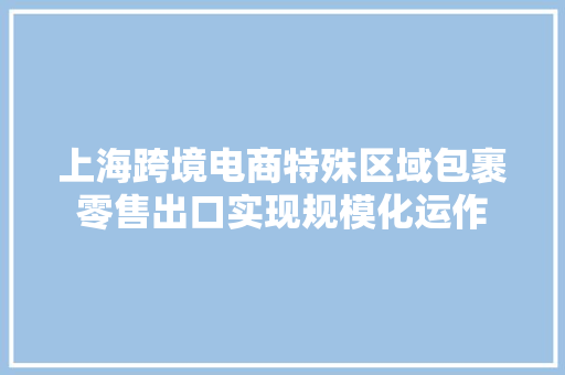 上海跨境电商特殊区域包裹零售出口实现规模化运作