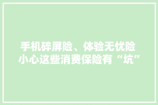 手机碎屏险、体验无忧险 小心这些消费保险有“坑” 手机碎屏险、体验无忧险 小心这些消费保险有“坑” 互联通信