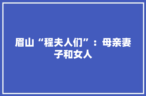 眉山“程夫人们”：母亲妻子和女人