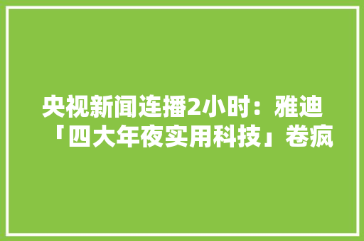 央视新闻连播2小时：雅迪「四大年夜实用科技」卷疯了