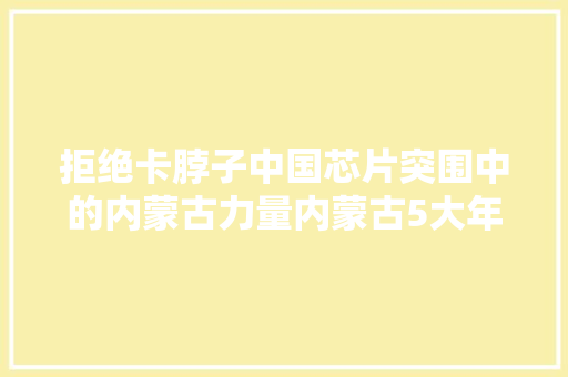 拒绝卡脖子中国芯片突围中的内蒙古力量内蒙古5大年夜制造在努力