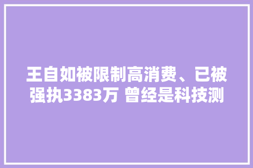 王自如被限制高消费、已被强执3383万 曾经是科技测评大年夜V后加入格力电器