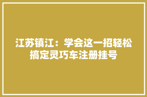 江苏镇江：学会这一招轻松搞定灵巧车注册挂号