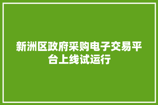 新洲区政府采购电子交易平台上线试运行