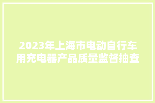 2023年上海市电动自行车用充电器产品质量监督抽查结果