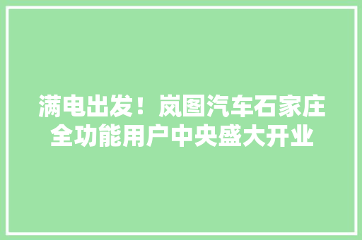 满电出发！岚图汽车石家庄全功能用户中央盛大开业