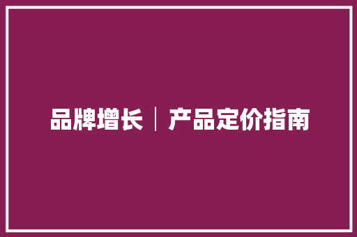 品牌增长│产品定价指南 品牌增长│产品定价指南 智能家居
