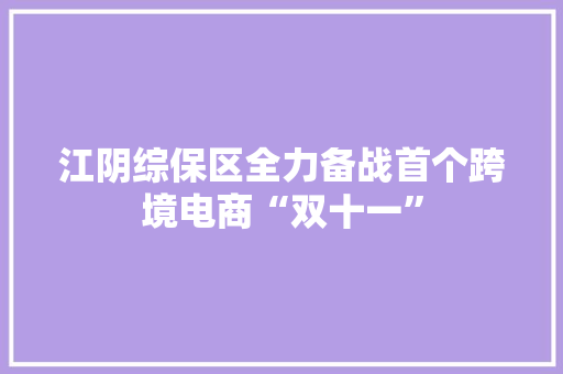 江阴综保区全力备战首个跨境电商“双十一” 江阴综保区全力备战首个跨境电商“双十一” 人工智能