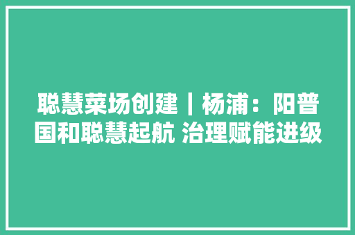聪慧菜场创建｜杨浦：阳普国和聪慧起航 治理赋能进级“新脑”