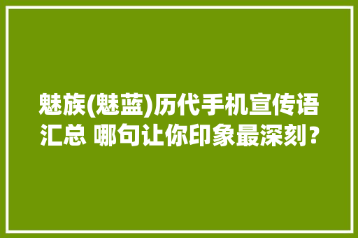 魅族(魅蓝)历代手机宣传语汇总 哪句让你印象最深刻？