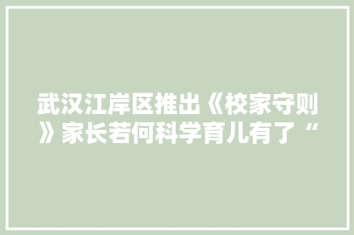 武汉江岸区推出《校家守则》家长若何科学育儿有了“教科书”