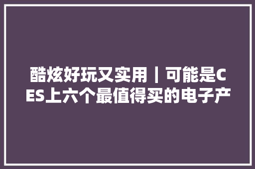 酷炫好玩又实用｜可能是CES上六个最值得买的电子产品