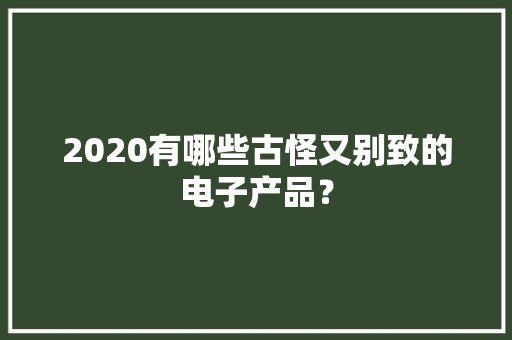 2020有哪些古怪又别致的电子产品？