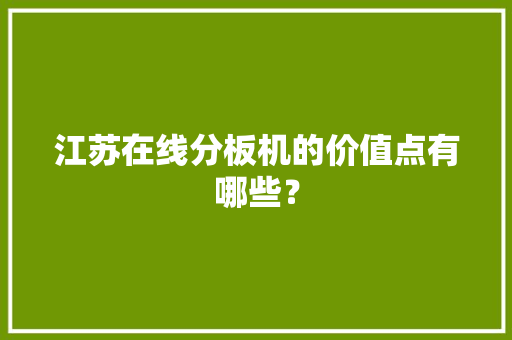 江苏在线分板机的价值点有哪些？