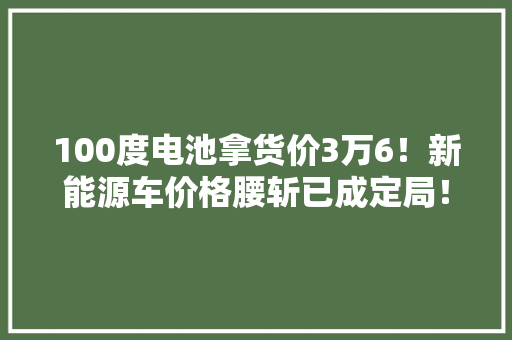 100度电池拿货价3万6！新能源车价格腰斩已成定局！