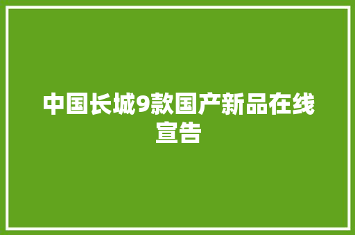中国长城9款国产新品在线宣告