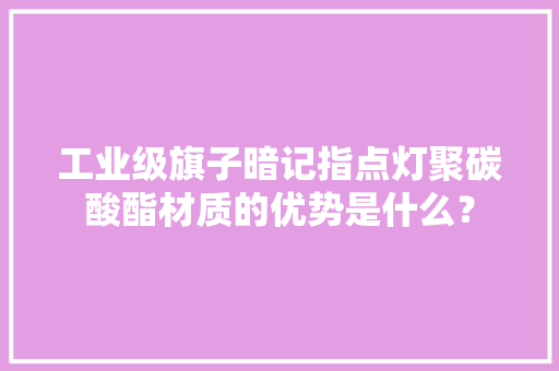 工业级旗子暗记指点灯聚碳酸酯材质的优势是什么？
