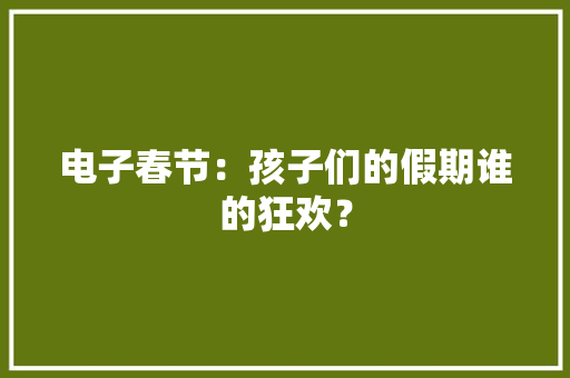 电子春节：孩子们的假期谁的狂欢？