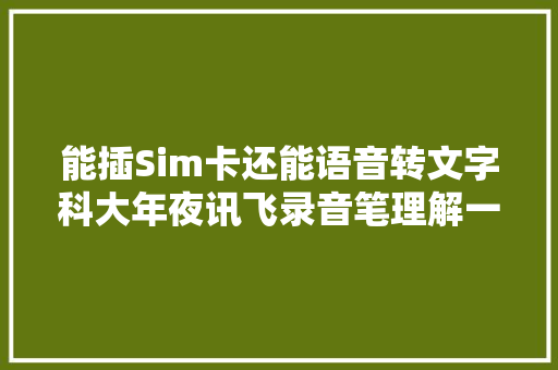 能插Sim卡还能语音转文字科大年夜讯飞录音笔理解一下？