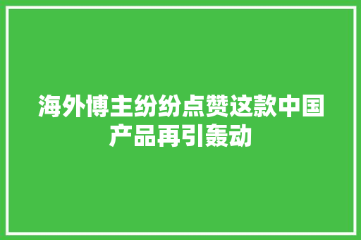 海外博主纷纷点赞这款中国产品再引轰动 海外博主纷纷点赞这款中国产品再引轰动 互联通信