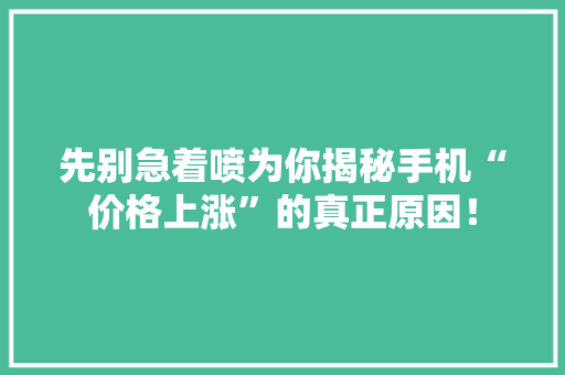 先别急着喷为你揭秘手机“价格上涨”的真正原因！