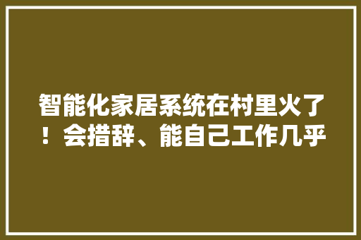 智能化家居系统在村里火了！会措辞、能自己工作几乎家家户户都买→