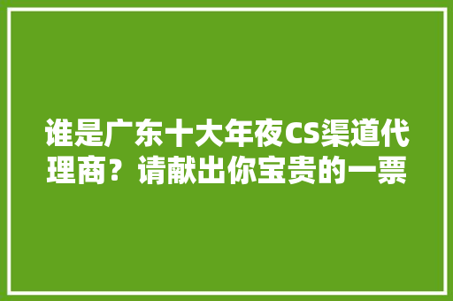 谁是广东十大年夜CS渠道代理商？请献出你宝贵的一票 谁是广东十大年夜CS渠道代理商？请献出你宝贵的一票 智能科技