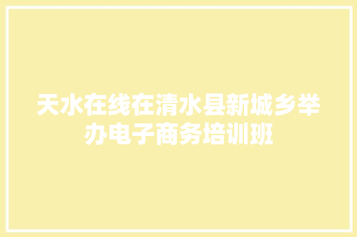 天水在线在清水县新城乡举办电子商务培训班
