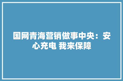 国网青海营销做事中央：安心充电 我来保障