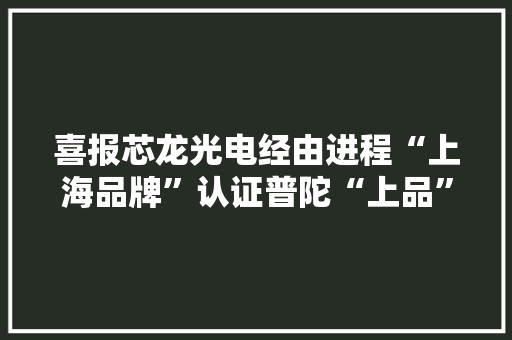 喜报芯龙光电经由进程“上海品牌”认证普陀“上品”家族又添1员