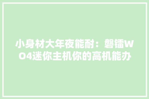 小身材大年夜能耐：磐镭WO4迷你主机你的高机能办公电脑