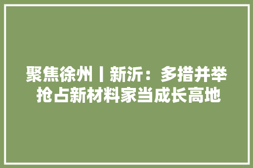 聚焦徐州丨新沂：多措并举 抢占新材料家当成长高地 聚焦徐州丨新沂：多措并举 抢占新材料家当成长高地 人工智能