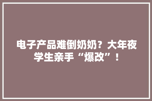 电子产品难倒奶奶？大年夜学生亲手“爆改”！