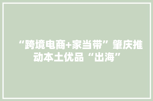 “跨境电商+家当带”肇庆推动本土优品“出海” “跨境电商+家当带”肇庆推动本土优品“出海” 人工智能